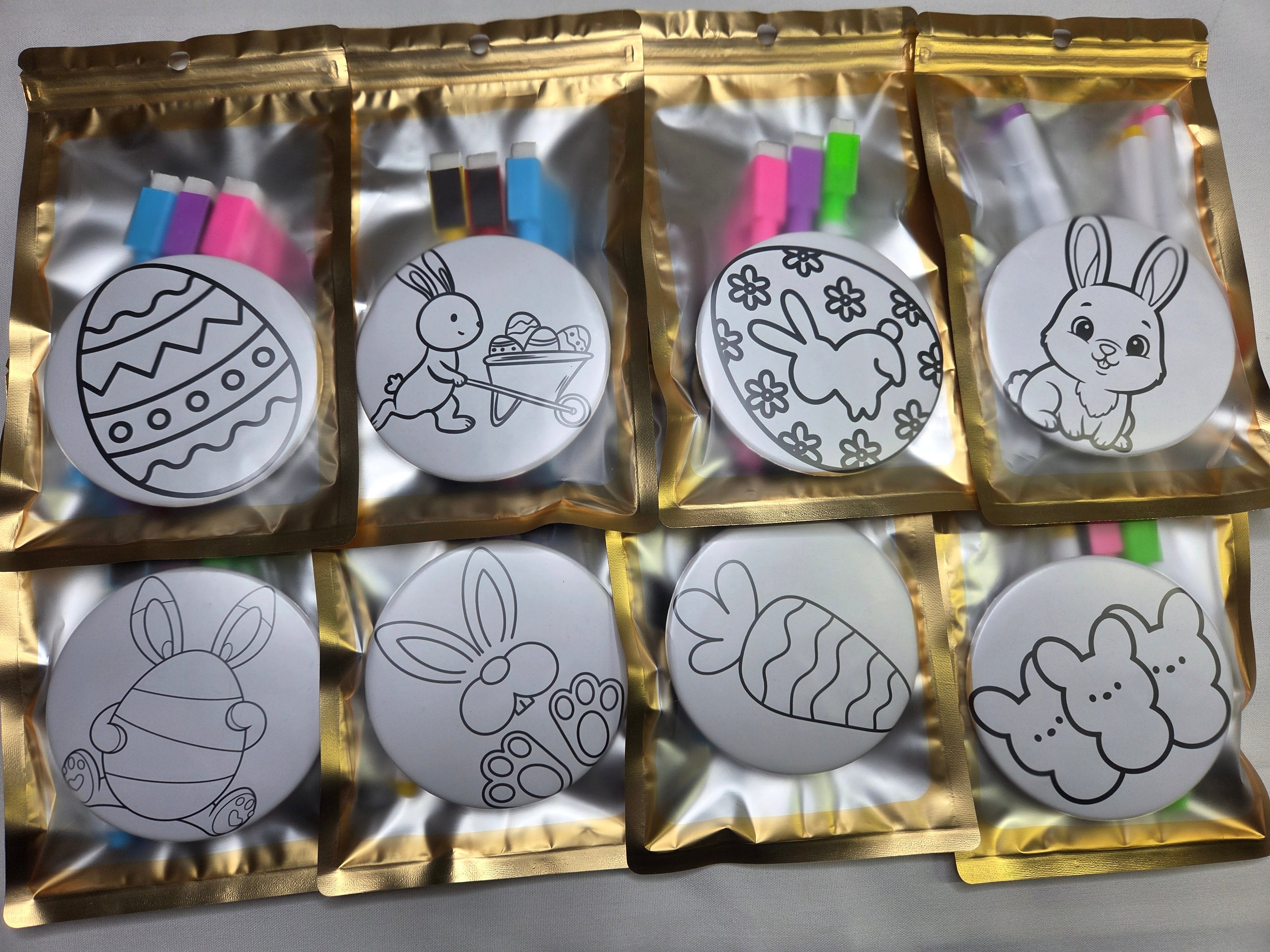 Easter Art set 3.5 Round Magnets 8 per set