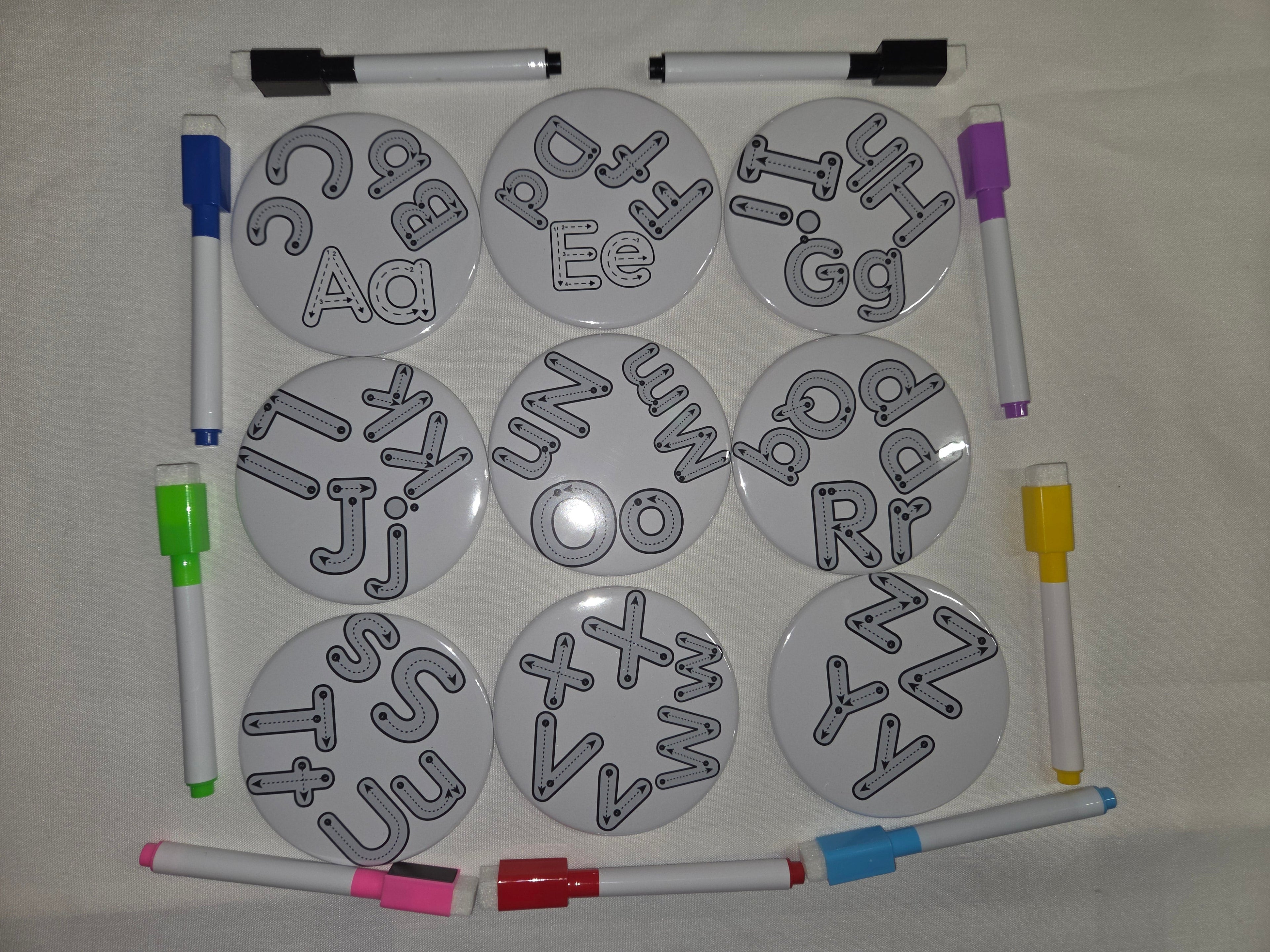 Alphabet Tracing Set 3.5 Round Magnets 9 per set